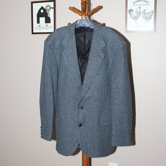 Pendleton Mens Navy Herringbone Wool Sport Coat Jacket Size 44Long - Picture 1 of 12